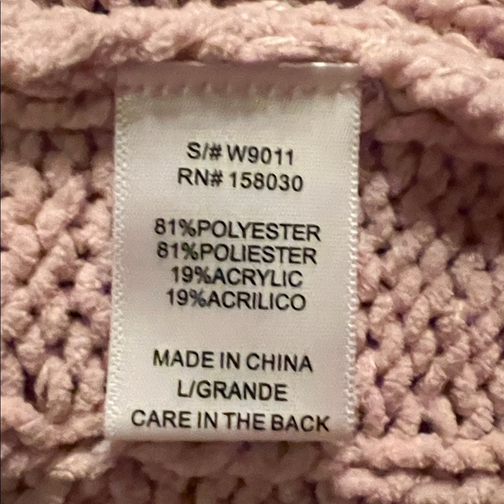 LOVE TREE LIKE NEW cable knit pink cardigan sweater Size L. - Picture 5 of 5